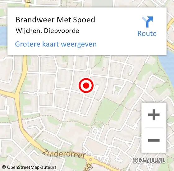 Locatie op kaart van de 112 melding: Brandweer Met Spoed Naar Wijchen, Diepvoorde op 15 mei 2023 00:43