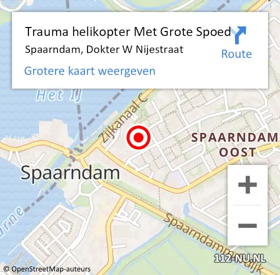 Locatie op kaart van de 112 melding: Trauma helikopter Met Grote Spoed Naar Spaarndam, Dokter W Nijestraat op 15 mei 2023 00:49