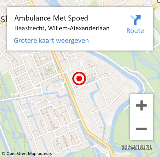 Locatie op kaart van de 112 melding: Ambulance Met Spoed Naar Haastrecht, Willem-Alexanderlaan op 15 mei 2023 02:43