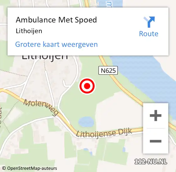 Locatie op kaart van de 112 melding: Ambulance Met Spoed Naar Lithoijen op 15 mei 2023 03:06