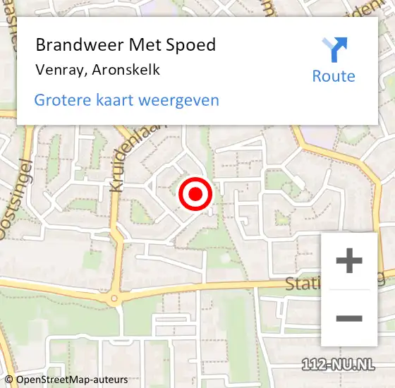 Locatie op kaart van de 112 melding: Brandweer Met Spoed Naar Venray, Aronskelk op 15 mei 2023 04:16