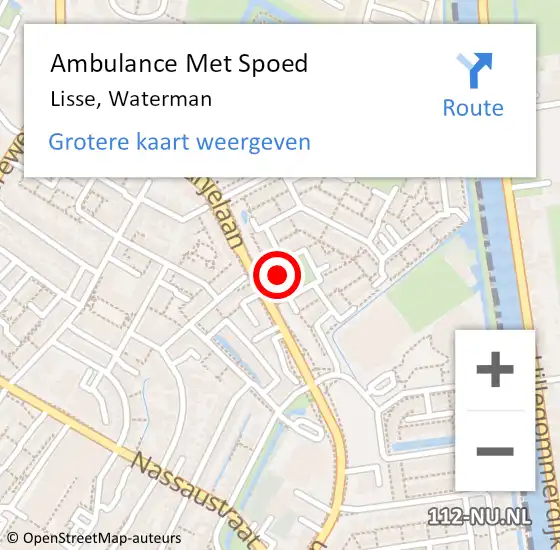 Locatie op kaart van de 112 melding: Ambulance Met Spoed Naar Lisse, Waterman op 15 mei 2023 05:00