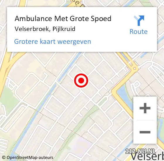 Locatie op kaart van de 112 melding: Ambulance Met Grote Spoed Naar Velserbroek, Pijlkruid op 15 mei 2023 05:14