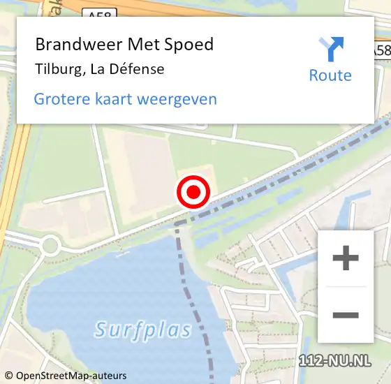 Locatie op kaart van de 112 melding: Brandweer Met Spoed Naar Tilburg, La Défense op 15 mei 2023 06:45