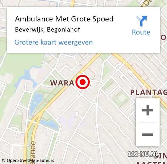 Locatie op kaart van de 112 melding: Ambulance Met Grote Spoed Naar Beverwijk, Begoniahof op 15 mei 2023 06:45