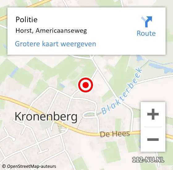 Locatie op kaart van de 112 melding: Politie Horst, Americaanseweg op 15 mei 2023 06:49