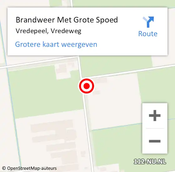 Locatie op kaart van de 112 melding: Brandweer Met Grote Spoed Naar Vredepeel, Vredeweg op 15 mei 2023 08:06