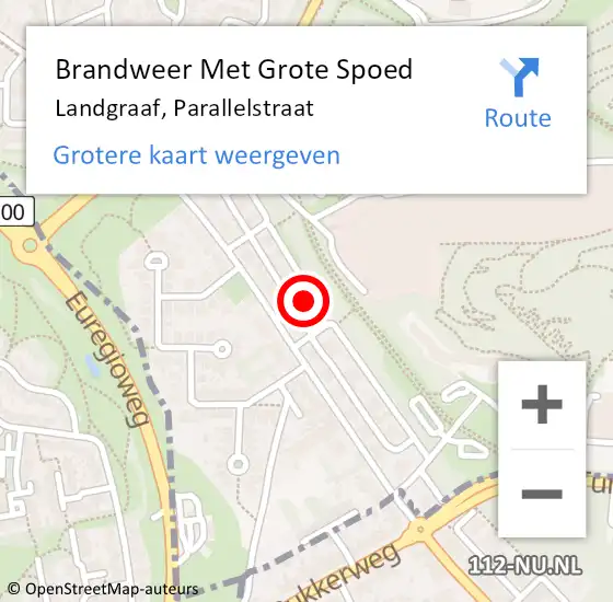 Locatie op kaart van de 112 melding: Brandweer Met Grote Spoed Naar Landgraaf, Parallelstraat op 15 mei 2023 08:26