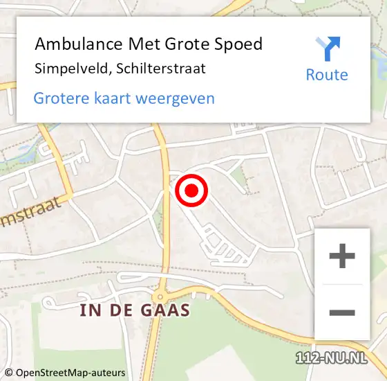 Locatie op kaart van de 112 melding: Ambulance Met Grote Spoed Naar Simpelveld, Schilterstraat op 25 augustus 2014 14:51