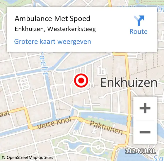 Locatie op kaart van de 112 melding: Ambulance Met Spoed Naar Enkhuizen, Westerkerksteeg op 15 mei 2023 09:03