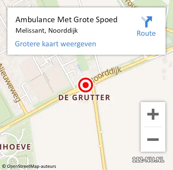 Locatie op kaart van de 112 melding: Ambulance Met Grote Spoed Naar Melissant, Noorddijk op 15 mei 2023 09:08