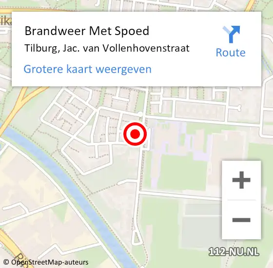 Locatie op kaart van de 112 melding: Brandweer Met Spoed Naar Tilburg, Jac. van Vollenhovenstraat op 15 mei 2023 09:11