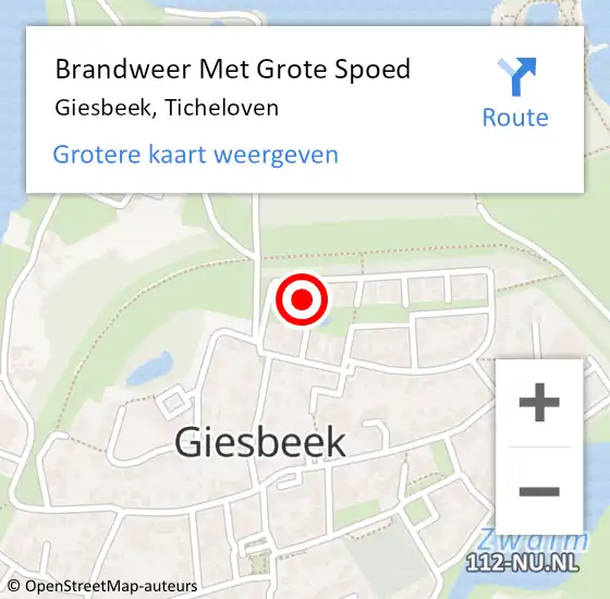 Locatie op kaart van de 112 melding: Brandweer Met Grote Spoed Naar Giesbeek, Ticheloven op 15 mei 2023 10:09