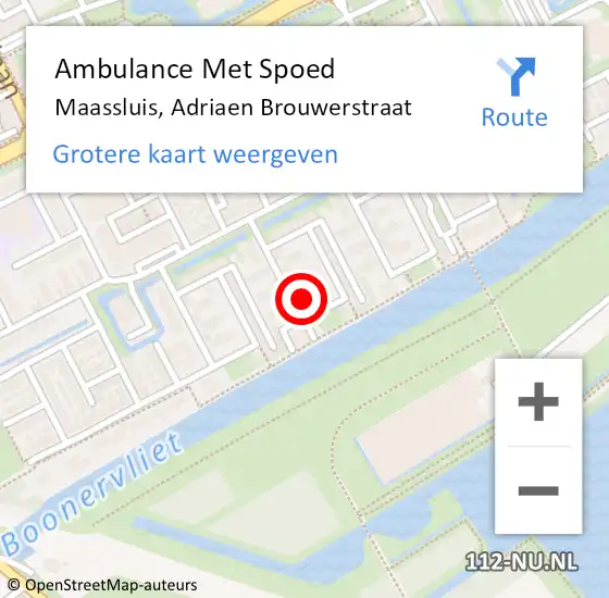 Locatie op kaart van de 112 melding: Ambulance Met Spoed Naar Maassluis, Adriaen Brouwerstraat op 15 mei 2023 10:36