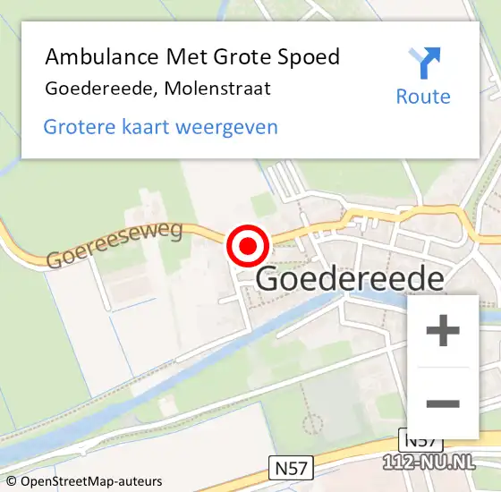 Locatie op kaart van de 112 melding: Ambulance Met Grote Spoed Naar Goedereede, Molenstraat op 15 mei 2023 10:51