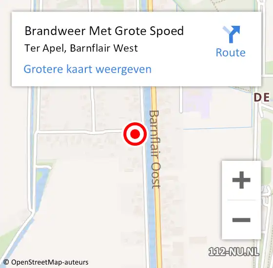 Locatie op kaart van de 112 melding: Brandweer Met Grote Spoed Naar Ter Apel, Barnflair West op 25 augustus 2014 15:06