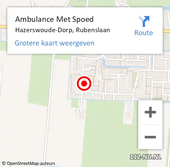 Locatie op kaart van de 112 melding: Ambulance Met Spoed Naar Hazerswoude-Dorp, Rubenslaan op 15 mei 2023 11:22