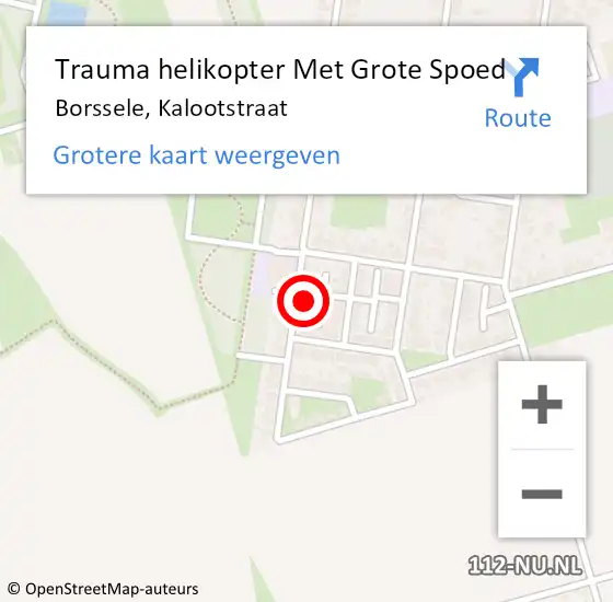 Locatie op kaart van de 112 melding: Trauma helikopter Met Grote Spoed Naar Borssele, Kalootstraat op 15 mei 2023 11:34