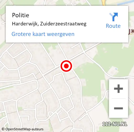 Locatie op kaart van de 112 melding: Politie Harderwijk, Zuiderzeestraatweg op 15 mei 2023 12:21