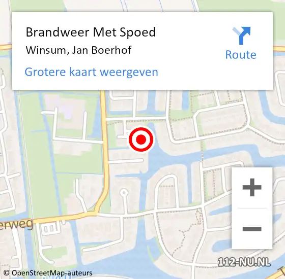 Locatie op kaart van de 112 melding: Brandweer Met Spoed Naar Winsum, Jan Boerhof op 15 mei 2023 12:43