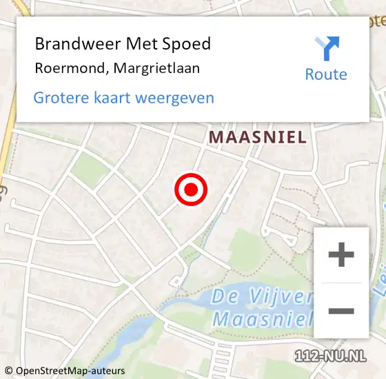 Locatie op kaart van de 112 melding: Brandweer Met Spoed Naar Roermond, Margrietlaan op 15 mei 2023 12:55