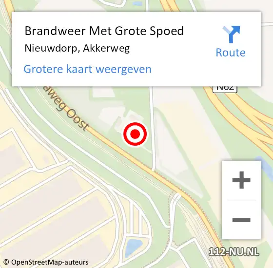 Locatie op kaart van de 112 melding: Brandweer Met Grote Spoed Naar Nieuwdorp, Akkerweg op 15 mei 2023 13:30