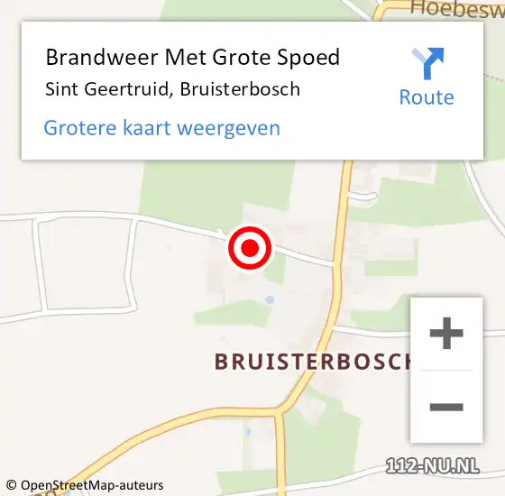 Locatie op kaart van de 112 melding: Brandweer Met Grote Spoed Naar Sint Geertruid, Bruisterbosch op 15 mei 2023 13:39