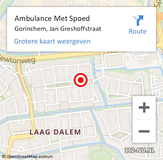 Locatie op kaart van de 112 melding: Ambulance Met Spoed Naar Gorinchem, Jan Greshoffstraat op 15 mei 2023 14:00