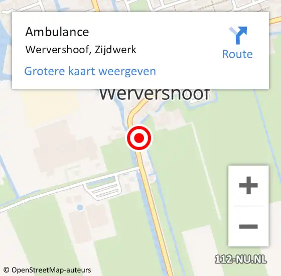 Locatie op kaart van de 112 melding: Ambulance Wervershoof, Zijdwerk op 15 mei 2023 14:03