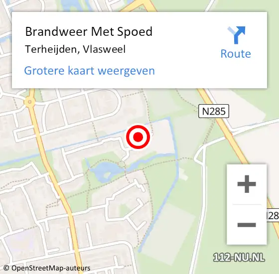 Locatie op kaart van de 112 melding: Brandweer Met Spoed Naar Terheijden, Vlasweel op 15 mei 2023 14:17