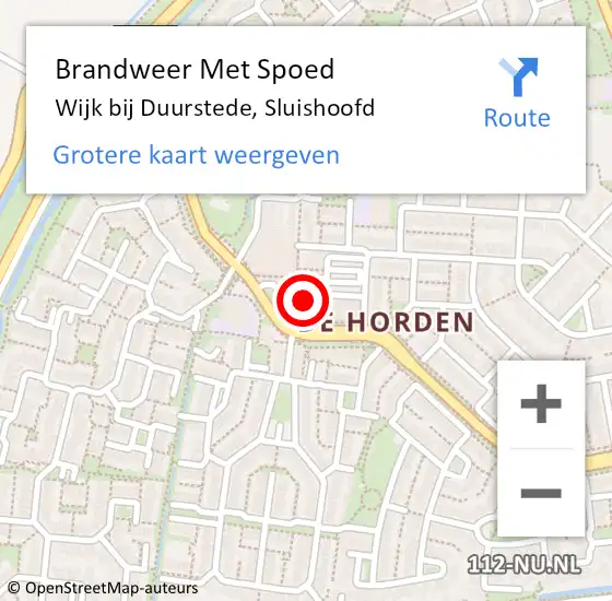 Locatie op kaart van de 112 melding: Brandweer Met Spoed Naar Wijk bij Duurstede, Sluishoofd op 15 mei 2023 14:51