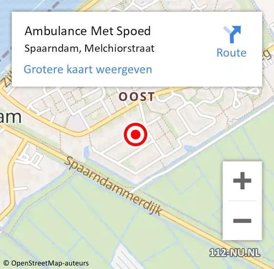 Locatie op kaart van de 112 melding: Ambulance Met Spoed Naar Spaarndam, Melchiorstraat op 15 mei 2023 14:51