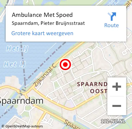 Locatie op kaart van de 112 melding: Ambulance Met Spoed Naar Spaarndam, Pieter Bruijnsstraat op 15 mei 2023 14:54