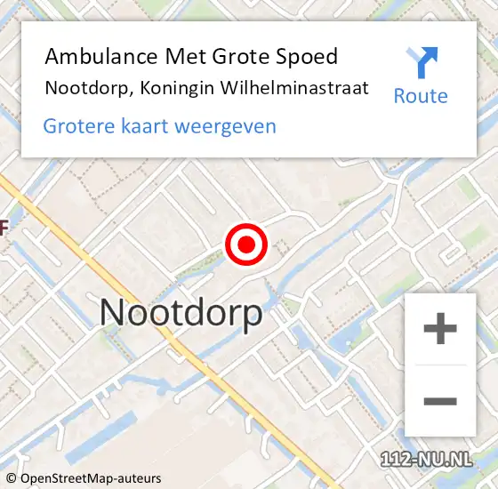 Locatie op kaart van de 112 melding: Ambulance Met Grote Spoed Naar Nootdorp, Koningin Wilhelminastraat op 15 mei 2023 15:23