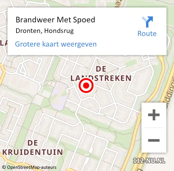 Locatie op kaart van de 112 melding: Brandweer Met Spoed Naar Dronten, Hondsrug op 15 mei 2023 15:29