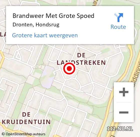 Locatie op kaart van de 112 melding: Brandweer Met Grote Spoed Naar Dronten, Hondsrug op 15 mei 2023 15:30