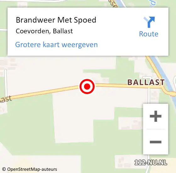 Locatie op kaart van de 112 melding: Brandweer Met Spoed Naar Coevorden, Ballast op 25 augustus 2014 15:38