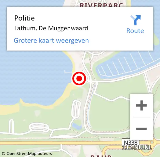 Locatie op kaart van de 112 melding: Politie Lathum, De Muggenwaard op 15 mei 2023 16:30