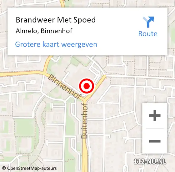 Locatie op kaart van de 112 melding: Brandweer Met Spoed Naar Almelo, Binnenhof op 15 mei 2023 16:45