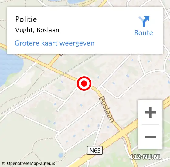 Locatie op kaart van de 112 melding: Politie Vught, Boslaan op 15 mei 2023 17:55