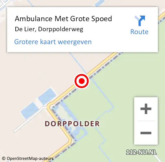 Locatie op kaart van de 112 melding: Ambulance Met Grote Spoed Naar De Lier, Dorppolderweg op 25 augustus 2014 15:55