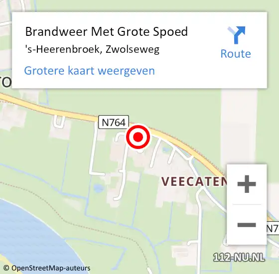 Locatie op kaart van de 112 melding: Brandweer Met Grote Spoed Naar 's-Heerenbroek, Zwolseweg op 12 oktober 2013 16:27