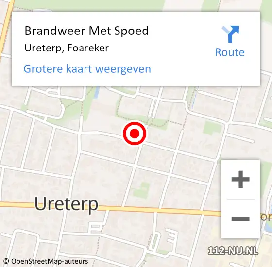 Locatie op kaart van de 112 melding: Brandweer Met Spoed Naar Ureterp, Foareker op 15 mei 2023 18:26