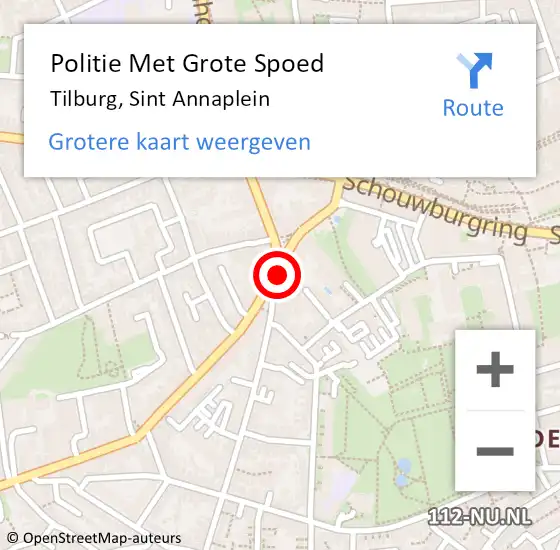 Locatie op kaart van de 112 melding: Politie Met Grote Spoed Naar Tilburg, Sint Annaplein op 15 mei 2023 18:54