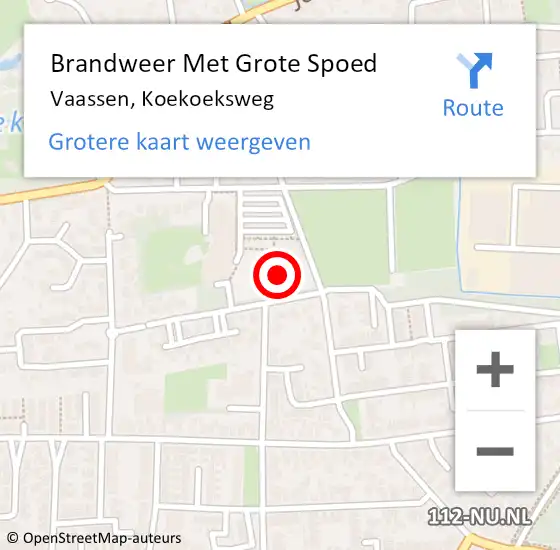 Locatie op kaart van de 112 melding: Brandweer Met Grote Spoed Naar Vaassen, Koekoeksweg op 15 mei 2023 19:14