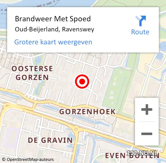 Locatie op kaart van de 112 melding: Brandweer Met Spoed Naar Oud-Beijerland, Ravenswey op 15 mei 2023 19:48