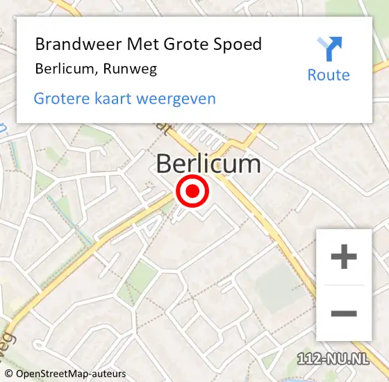 Locatie op kaart van de 112 melding: Brandweer Met Grote Spoed Naar Berlicum, Runweg op 15 mei 2023 20:16