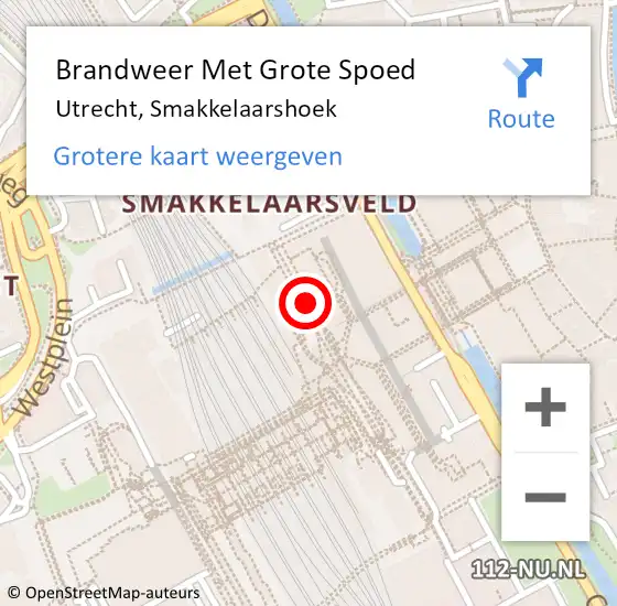 Locatie op kaart van de 112 melding: Brandweer Met Grote Spoed Naar Utrecht, Smakkelaarshoek op 15 mei 2023 20:23