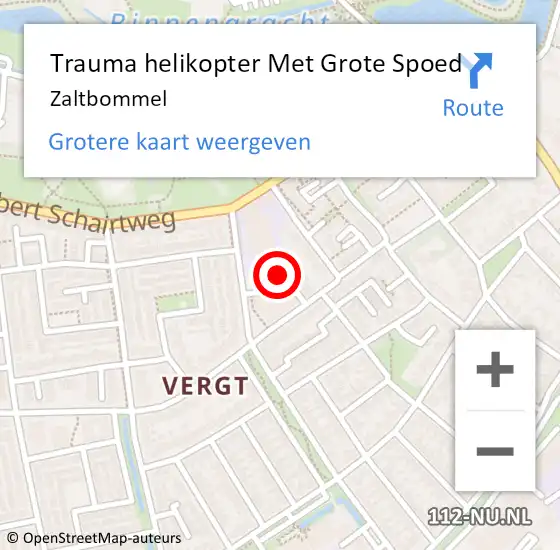 Locatie op kaart van de 112 melding: Trauma helikopter Met Grote Spoed Naar Zaltbommel op 15 mei 2023 20:36