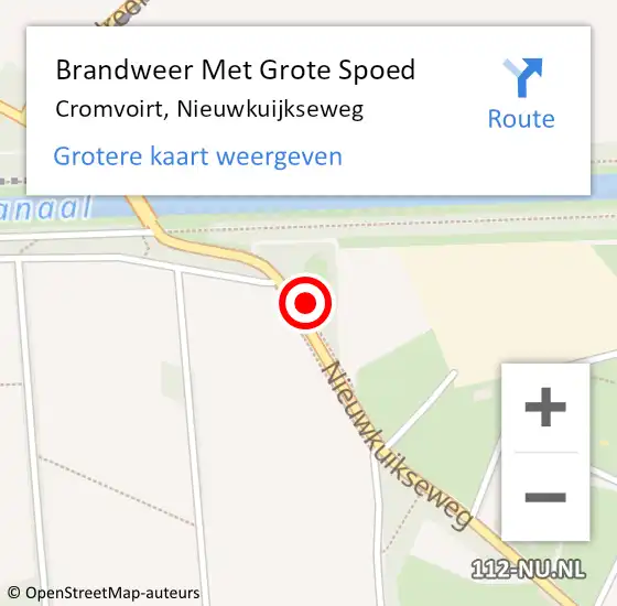 Locatie op kaart van de 112 melding: Brandweer Met Grote Spoed Naar Cromvoirt, Nieuwkuijkseweg op 15 mei 2023 21:00